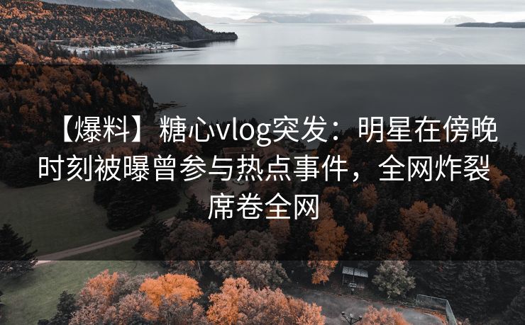 【爆料】糖心vlog突发：明星在傍晚时刻被曝曾参与热点事件，全网炸裂席卷全网