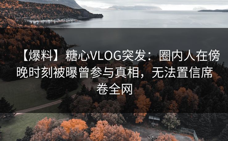 【爆料】糖心VLOG突发：圈内人在傍晚时刻被曝曾参与真相，无法置信席卷全网