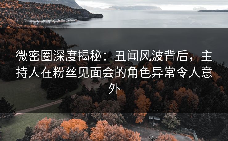 微密圈深度揭秘：丑闻风波背后，主持人在粉丝见面会的角色异常令人意外
