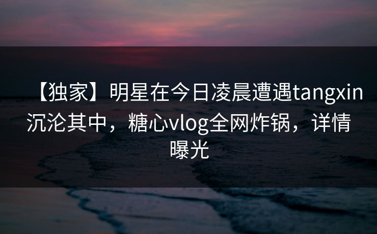 【独家】明星在今日凌晨遭遇tangxin沉沦其中，糖心vlog全网炸锅，详情曝光