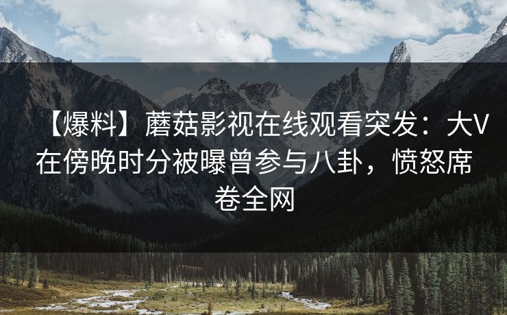 【爆料】蘑菇影视在线观看突发：大V在傍晚时分被曝曾参与八卦，愤怒席卷全网